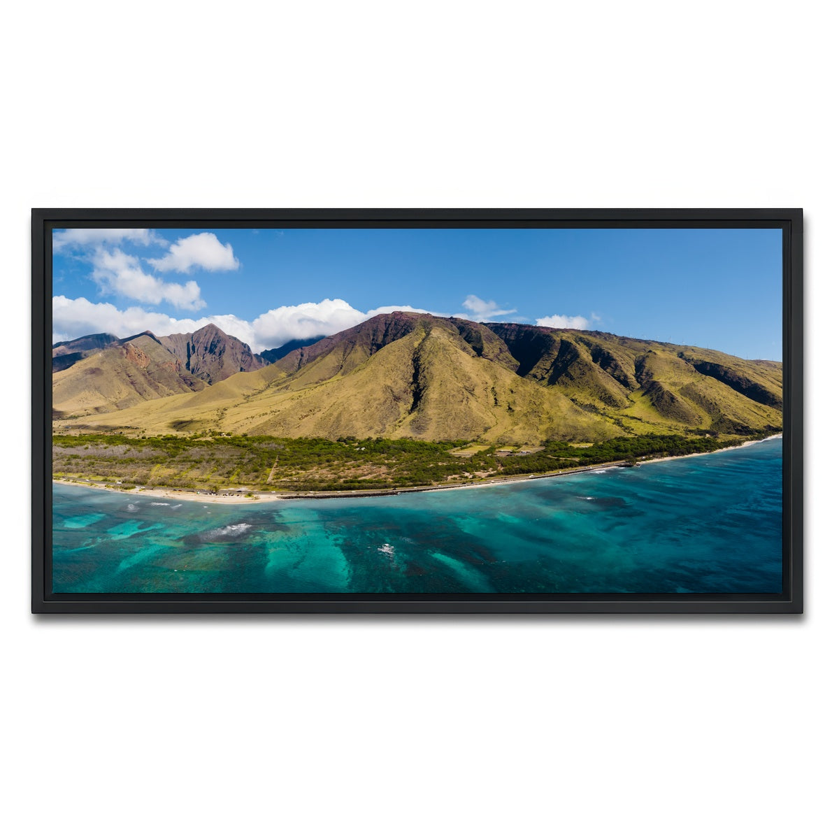 AUTO-MOCKUP WHITE | West Maui Aerial | 1 Piece | Black Framed Canvas | group=2x1