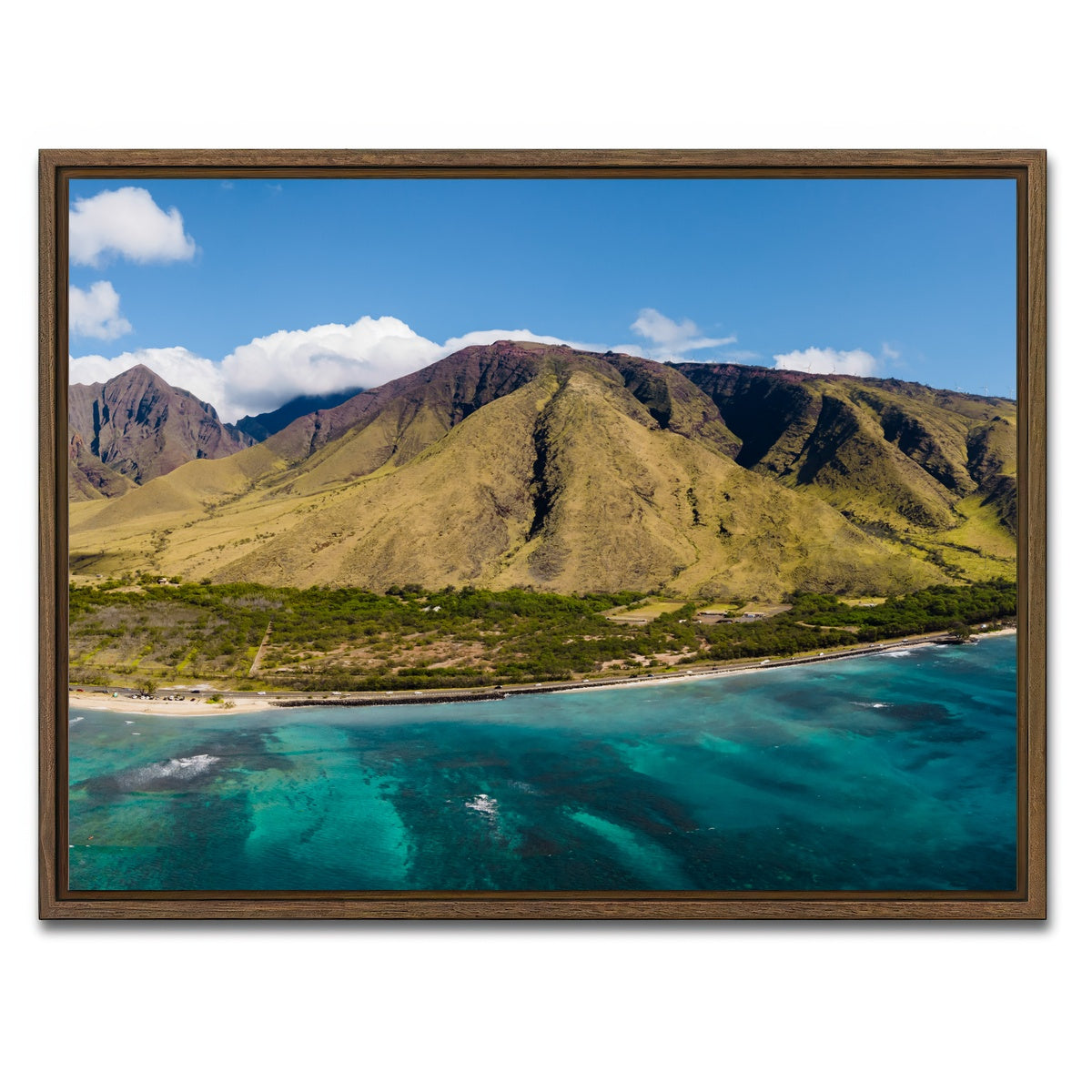 AUTO-MOCKUP WHITE | West Maui Aerial | 1 Piece | Walnut Framed Canvas | group=4x3