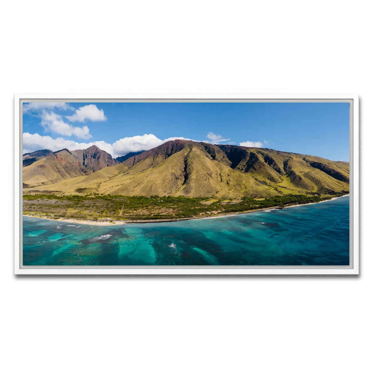 AUTO-MOCKUP WHITE | West Maui Aerial | 1 Piece | White Framed Canvas | group=2x1