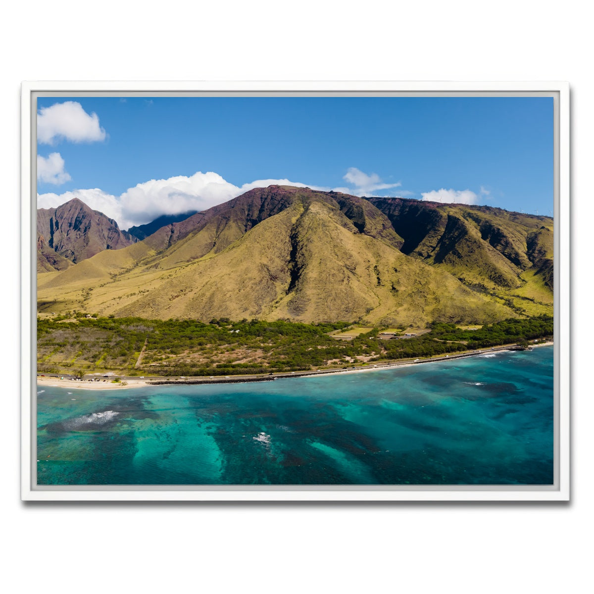 AUTO-MOCKUP WHITE | West Maui Aerial | 1 Piece | White Framed Canvas | group=4x3