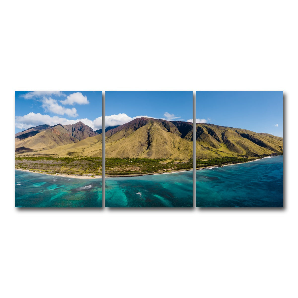 AUTO-MOCKUP WHITE | West Maui Aerial | 3 Piece | Gallery Wrap Canvas | group=18x24