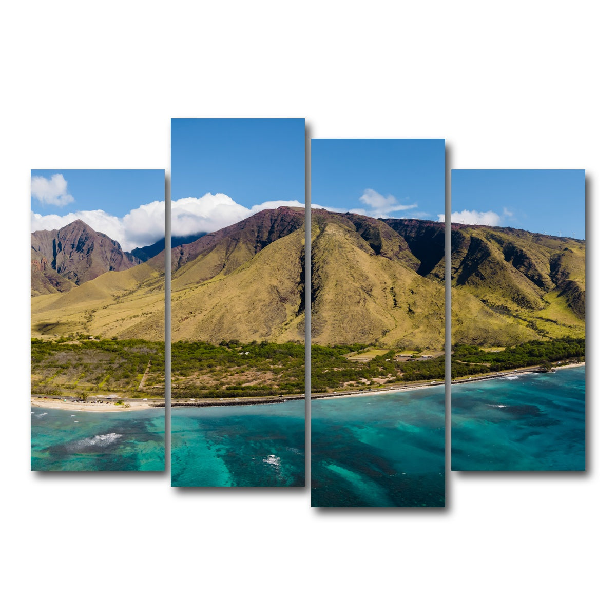 AUTO-MOCKUP WHITE | West Maui Aerial | 4 Piece | Gallery Wrap Canvas | group=4_normal