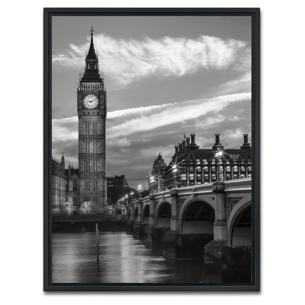 AUTO-MOCKUP WHITE | Westminster Bridge - Evening | 1 Piece | Black Framed Canvas | group=3x4