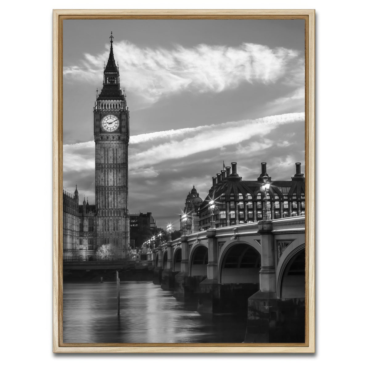 AUTO-MOCKUP WHITE | Westminster Bridge - Evening | 1 Piece | Natural Framed Canvas | group=3x4