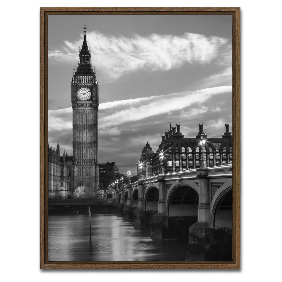 AUTO-MOCKUP WHITE | Westminster Bridge - Evening | 1 Piece | Walnut Framed Canvas | group=3x4