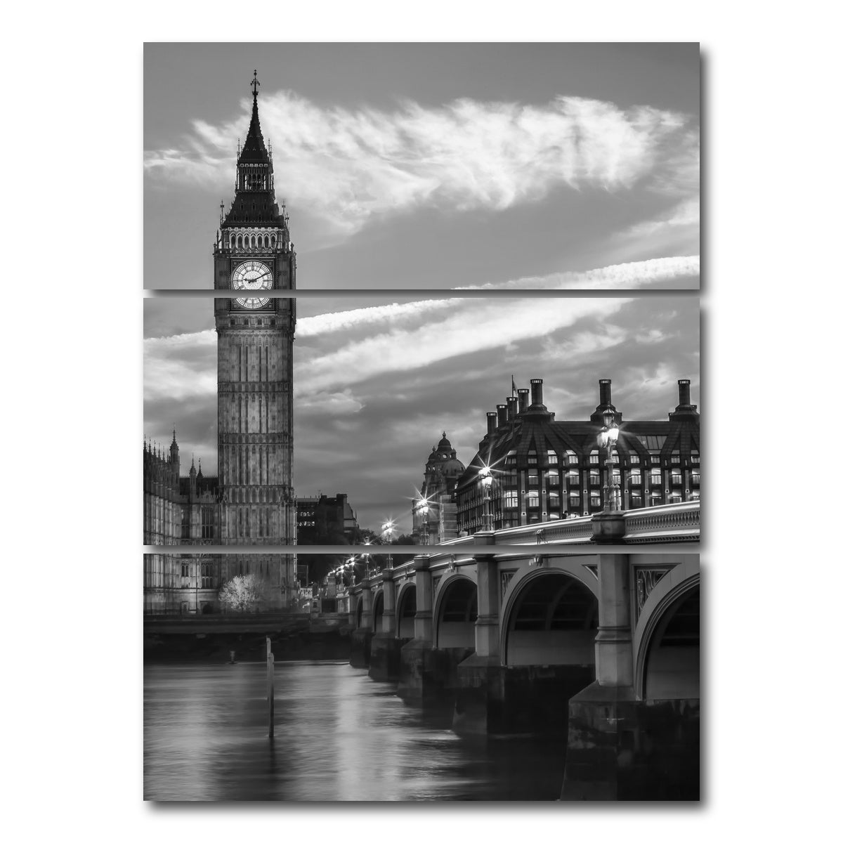 AUTO-MOCKUP WHITE | Westminster Bridge - Evening | 3 Piece | Gallery Wrap Canvas | group=8x18_stacked