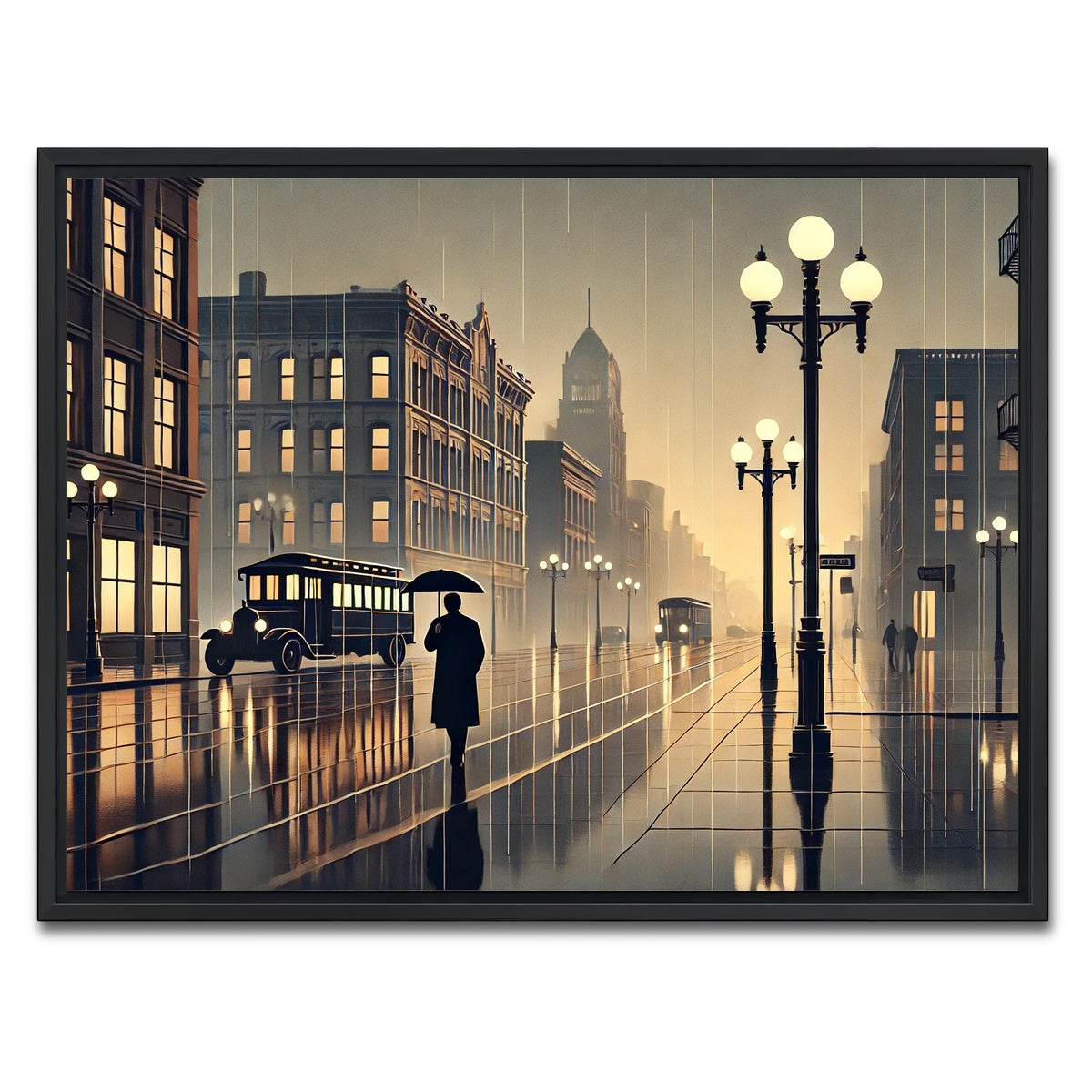 AUTO-MOCKUP WHITE | Wet Streets | 1 Piece | Black Framed Canvas | group=4x3