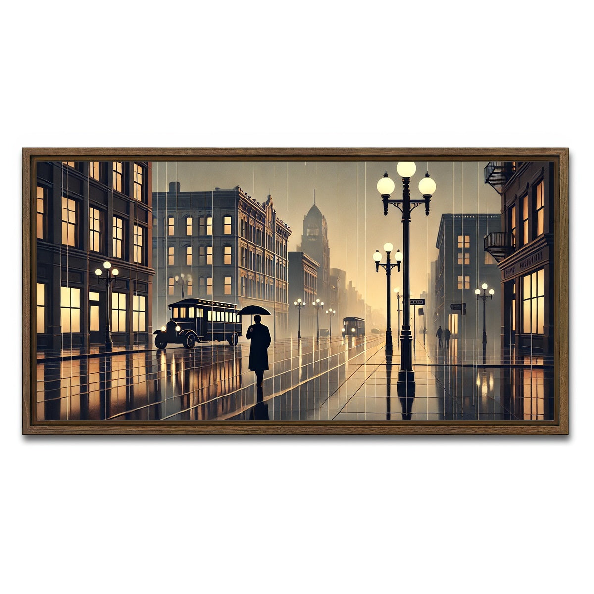 AUTO-MOCKUP WHITE | Wet Streets | 1 Piece | Walnut Framed Canvas | group=2x1