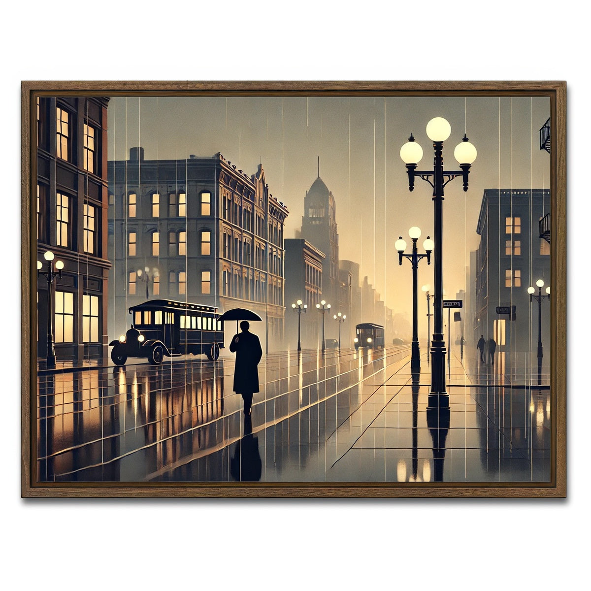 AUTO-MOCKUP WHITE | Wet Streets | 1 Piece | Walnut Framed Canvas | group=4x3