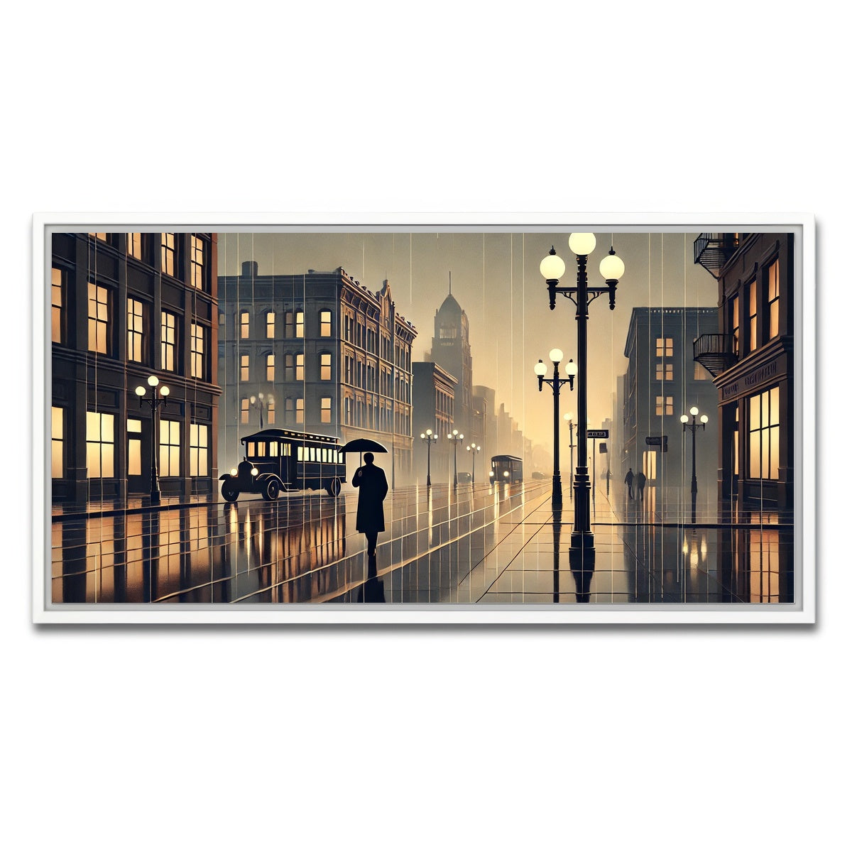 AUTO-MOCKUP WHITE | Wet Streets | 1 Piece | White Framed Canvas | group=2x1