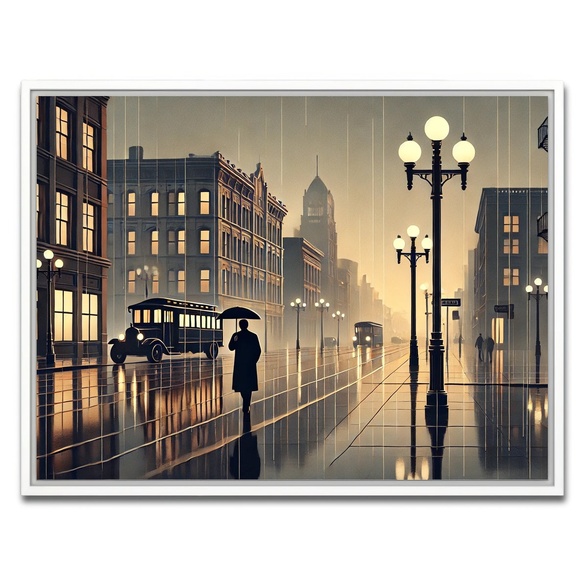AUTO-MOCKUP WHITE | Wet Streets | 1 Piece | White Framed Canvas | group=4x3