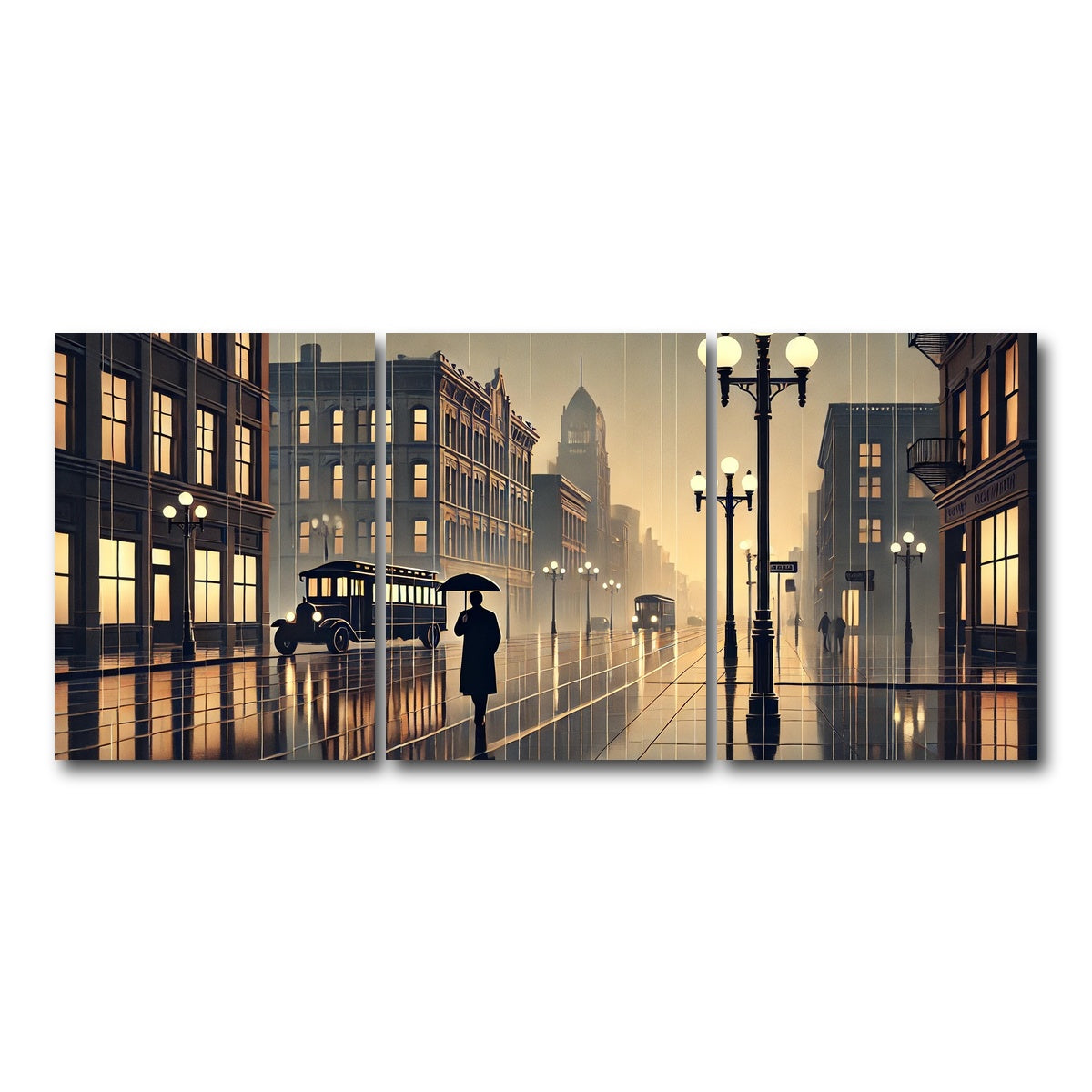 AUTO-MOCKUP WHITE | Wet Streets | 3 Piece | Gallery Wrap Canvas | group=18x24