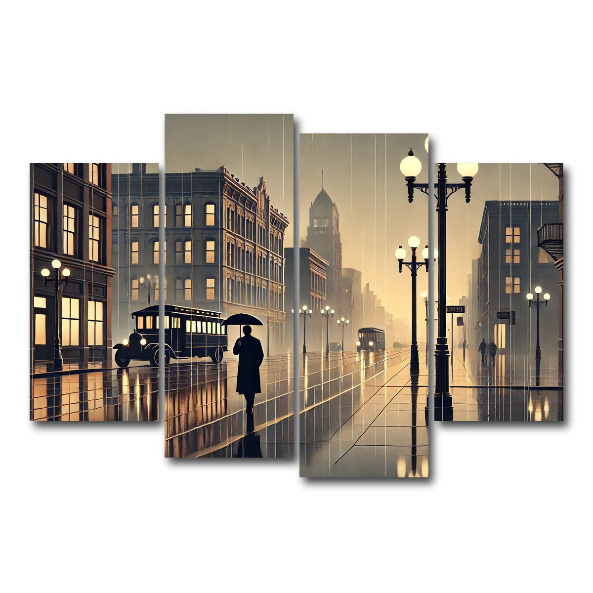 AUTO-MOCKUP WHITE | Wet Streets | 4 Piece | Gallery Wrap Canvas | group=4_short
