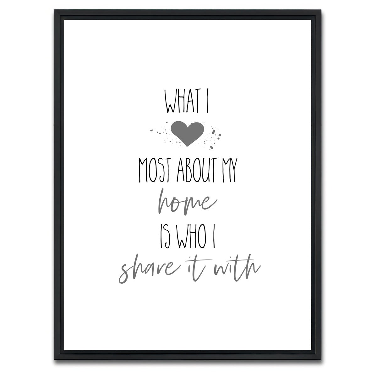 AUTO-MOCKUP WHITE | What I love most about my home | 1 Piece | Black Framed Canvas | group=3x4