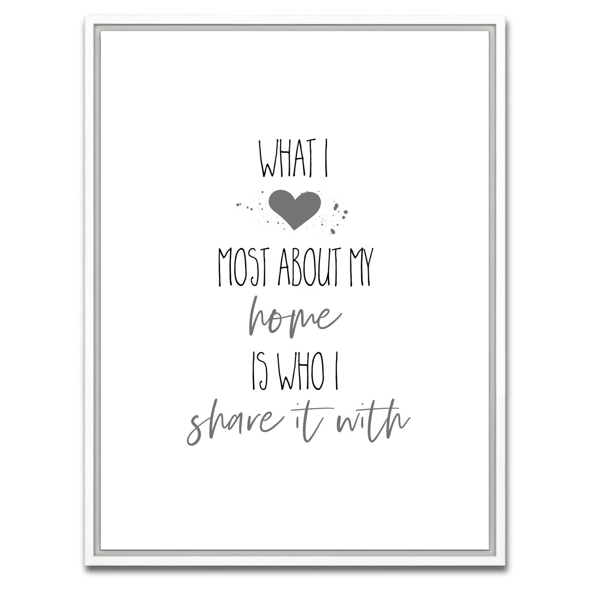 AUTO-MOCKUP WHITE | What I love most about my home | 1 Piece | White Framed Canvas | group=3x4