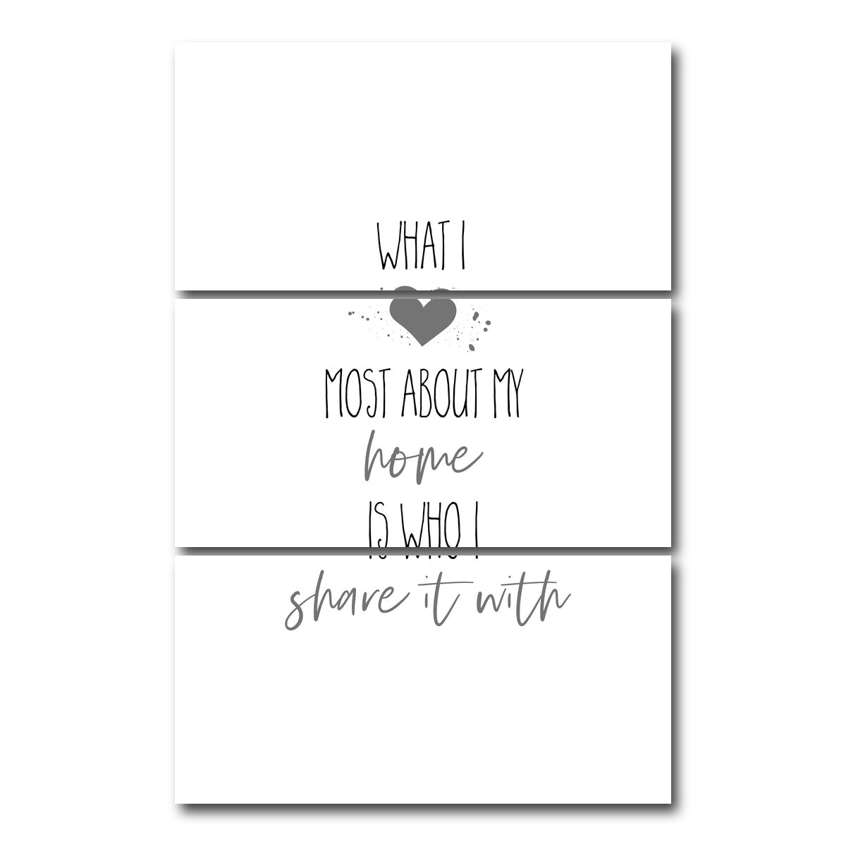 AUTO-MOCKUP WHITE | What I love most about my home | 3 Piece | Gallery Wrap Canvas | group=12x24_stacked