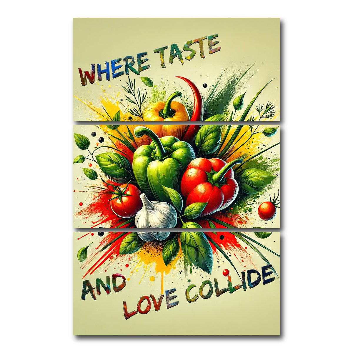 AUTO-MOCKUP WHITE | Where taste and love collide | 3 Piece | Gallery Wrap Canvas | group=12x24_stacked