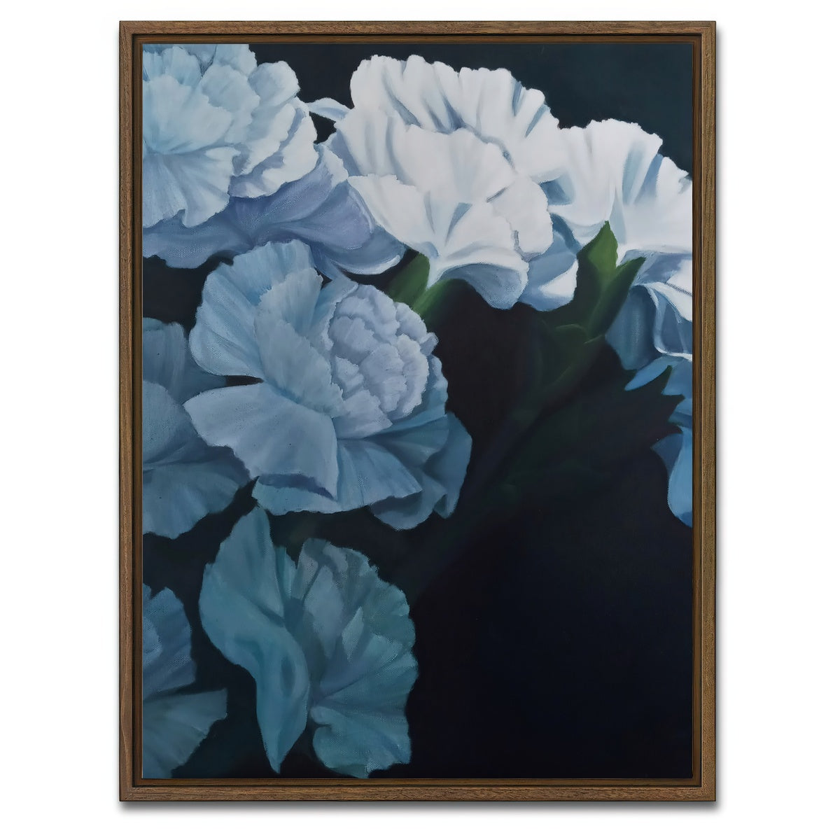 AUTO-MOCKUP WHITE | White Carnations | 1 Piece | Walnut Framed Canvas | group=3x4