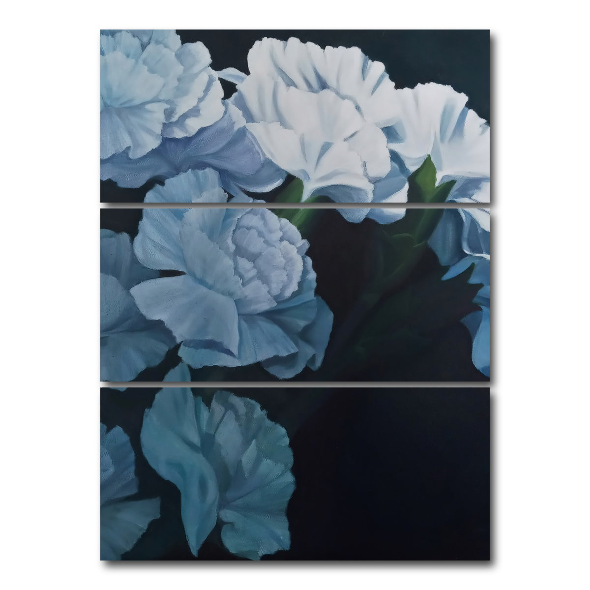 AUTO-MOCKUP WHITE | White Carnations | 3 Piece | Gallery Wrap Canvas | group=8x18_stacked