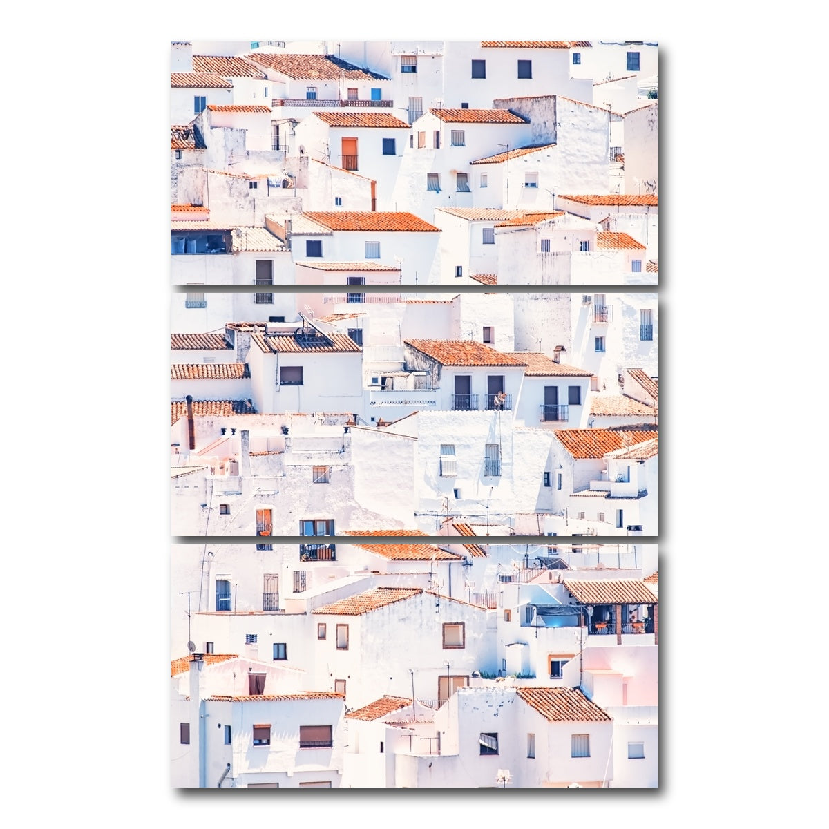 AUTO-MOCKUP WHITE | White Houses | 3 Piece | Gallery Wrap Canvas | group=12x24_stacked