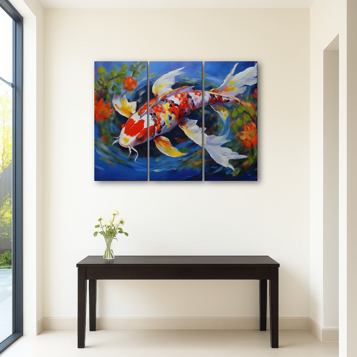 AUTO-MOCKUP ROOM | White Koi Fish Painting