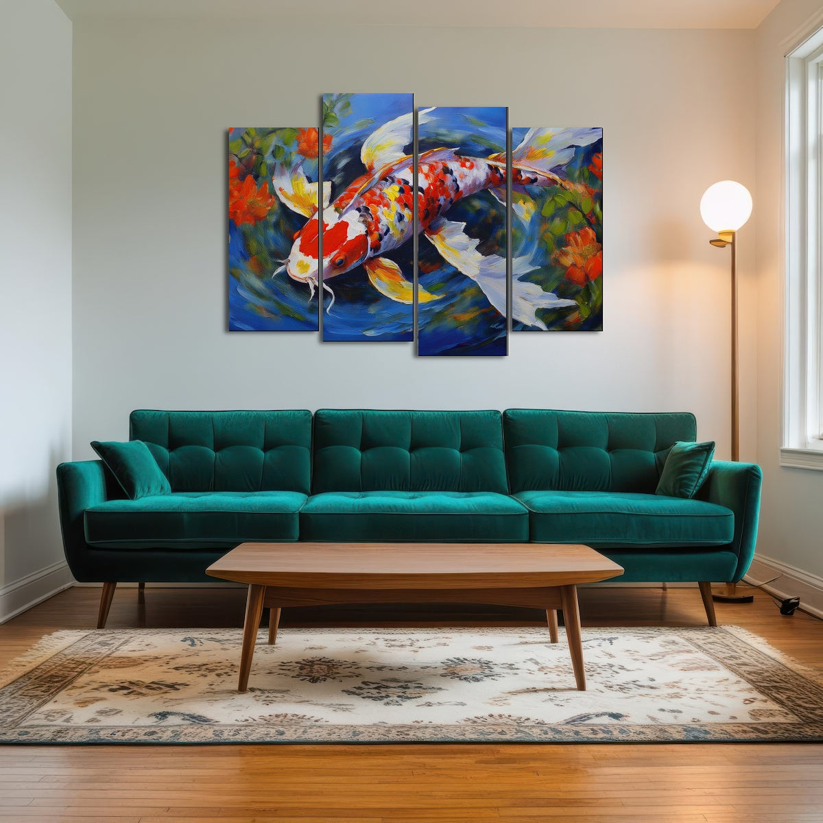 AUTO-MOCKUP ROOM | White Koi Fish Painting