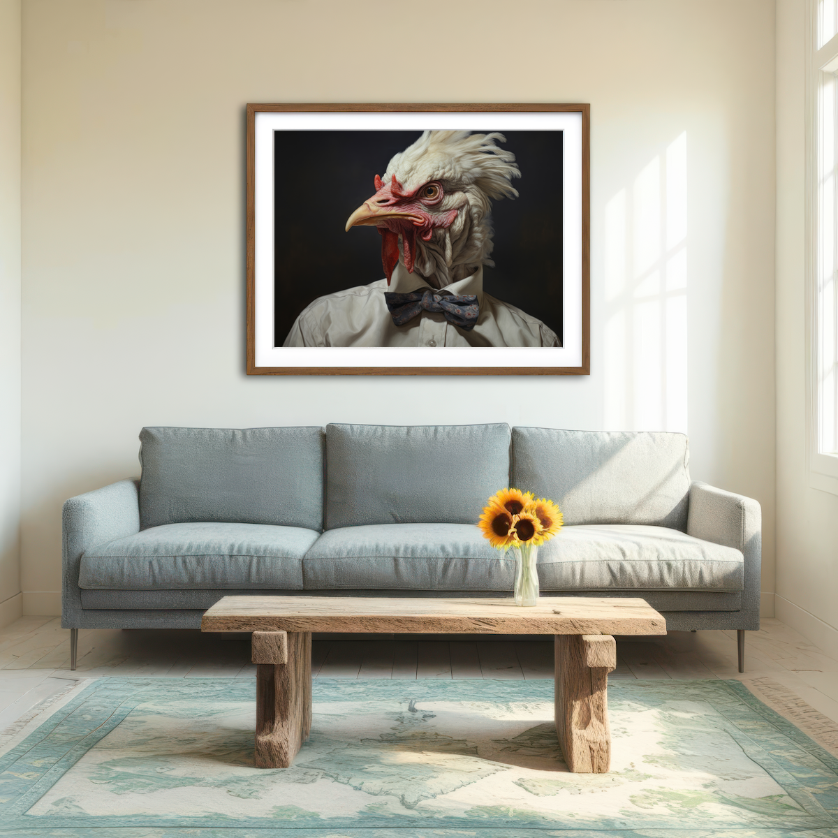 AUTO-MOCKUP ROOM | White Rooster Man Wall Art
