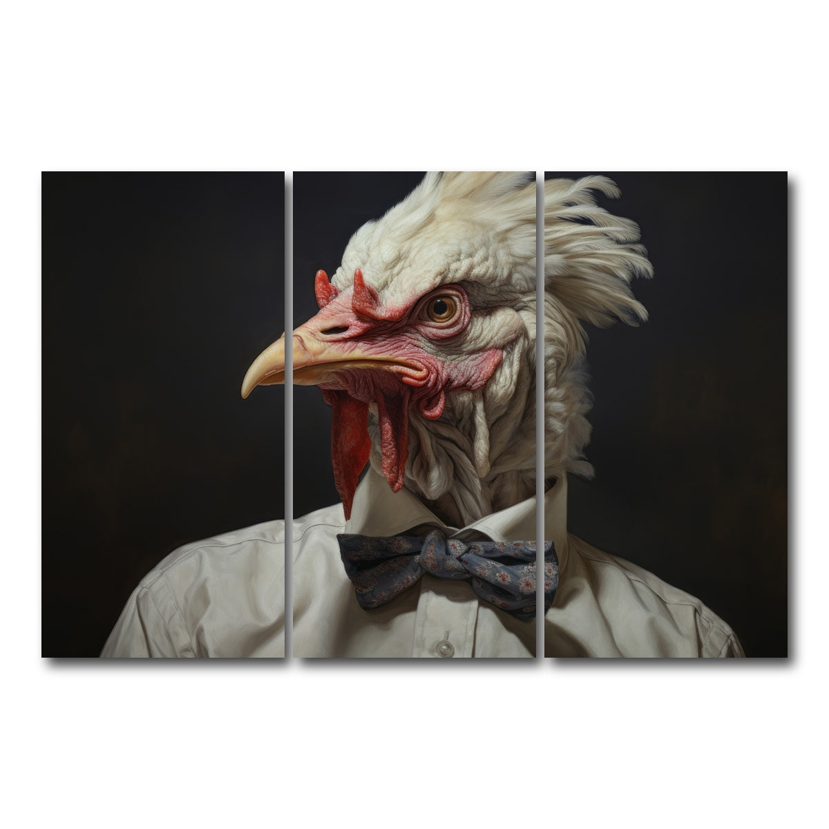 AUTO-MOCKUP WHITE | White Rooster Man | 3 Piece | Gallery Wrap Canvas | group=12x24