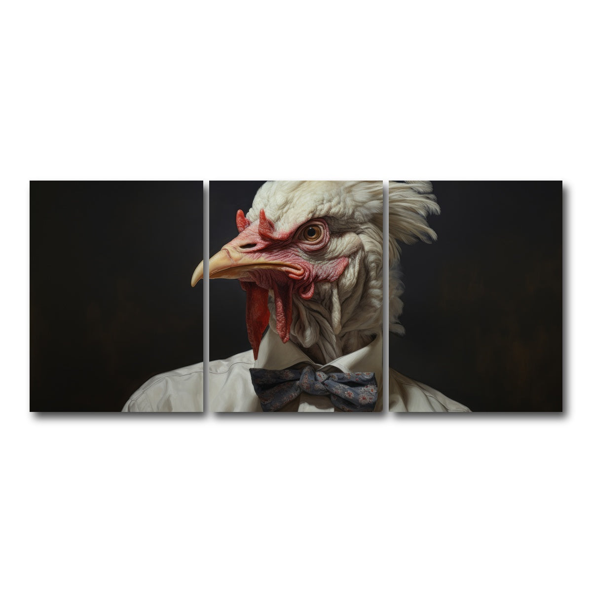 AUTO-MOCKUP WHITE | White Rooster Man | 3 Piece | Gallery Wrap Canvas | group=18x24