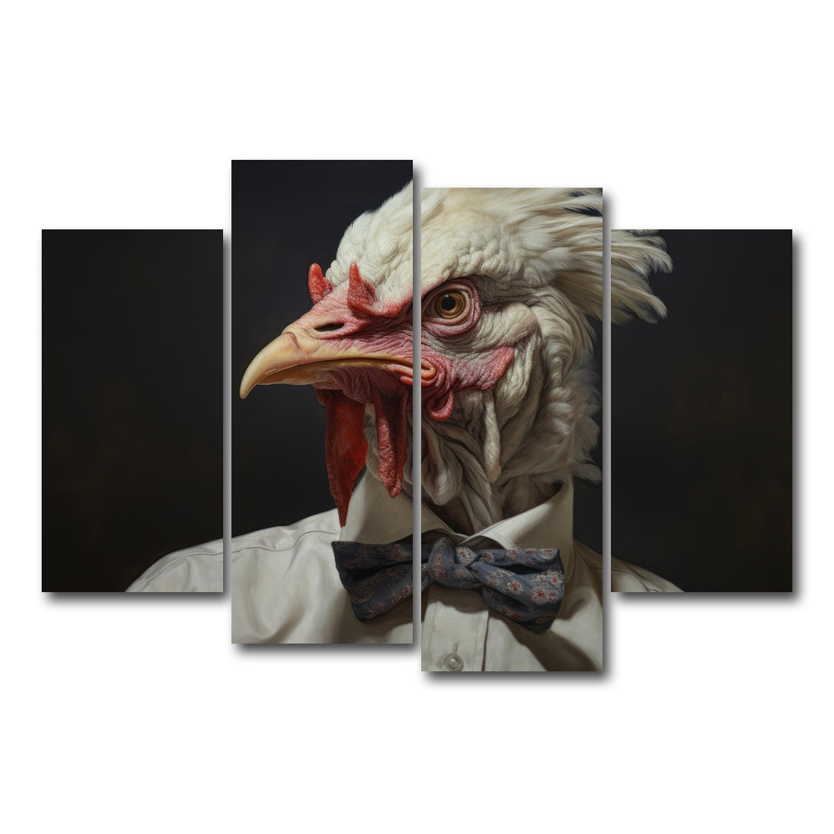 AUTO-MOCKUP WHITE | White Rooster Man | 4 Piece | Gallery Wrap Canvas | group=4_short