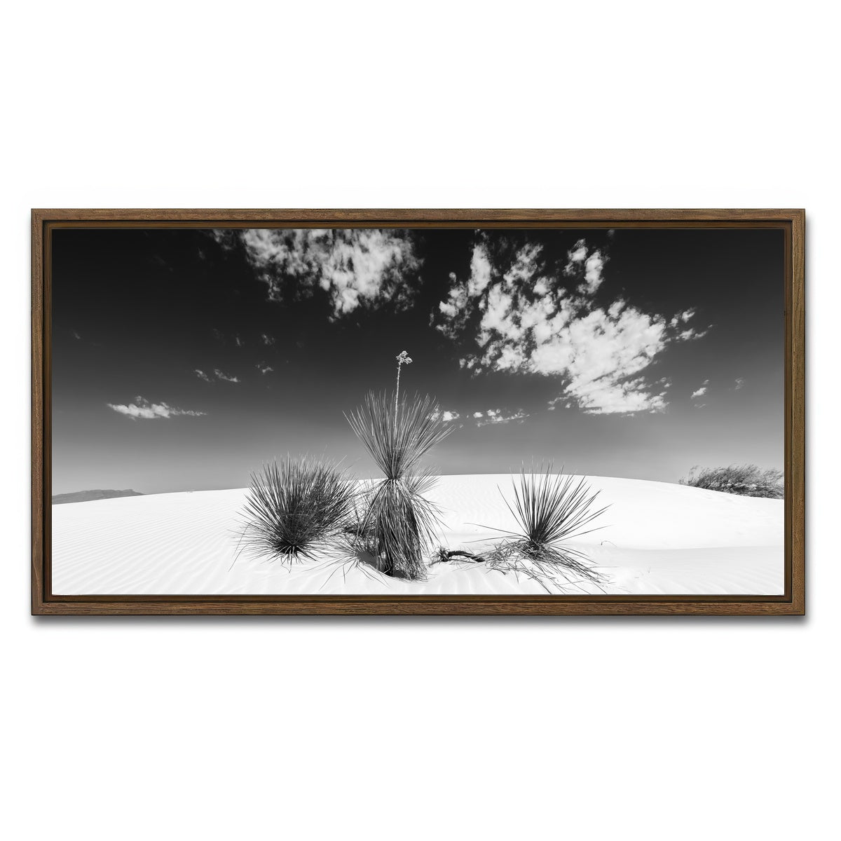 AUTO-MOCKUP WHITE | White Sands Impression Monochrome | 1 Piece | Walnut Framed Canvas | group=2x1