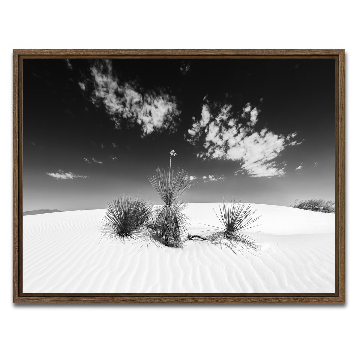 AUTO-MOCKUP WHITE | White Sands Impression Monochrome | 1 Piece | Walnut Framed Canvas | group=4x3