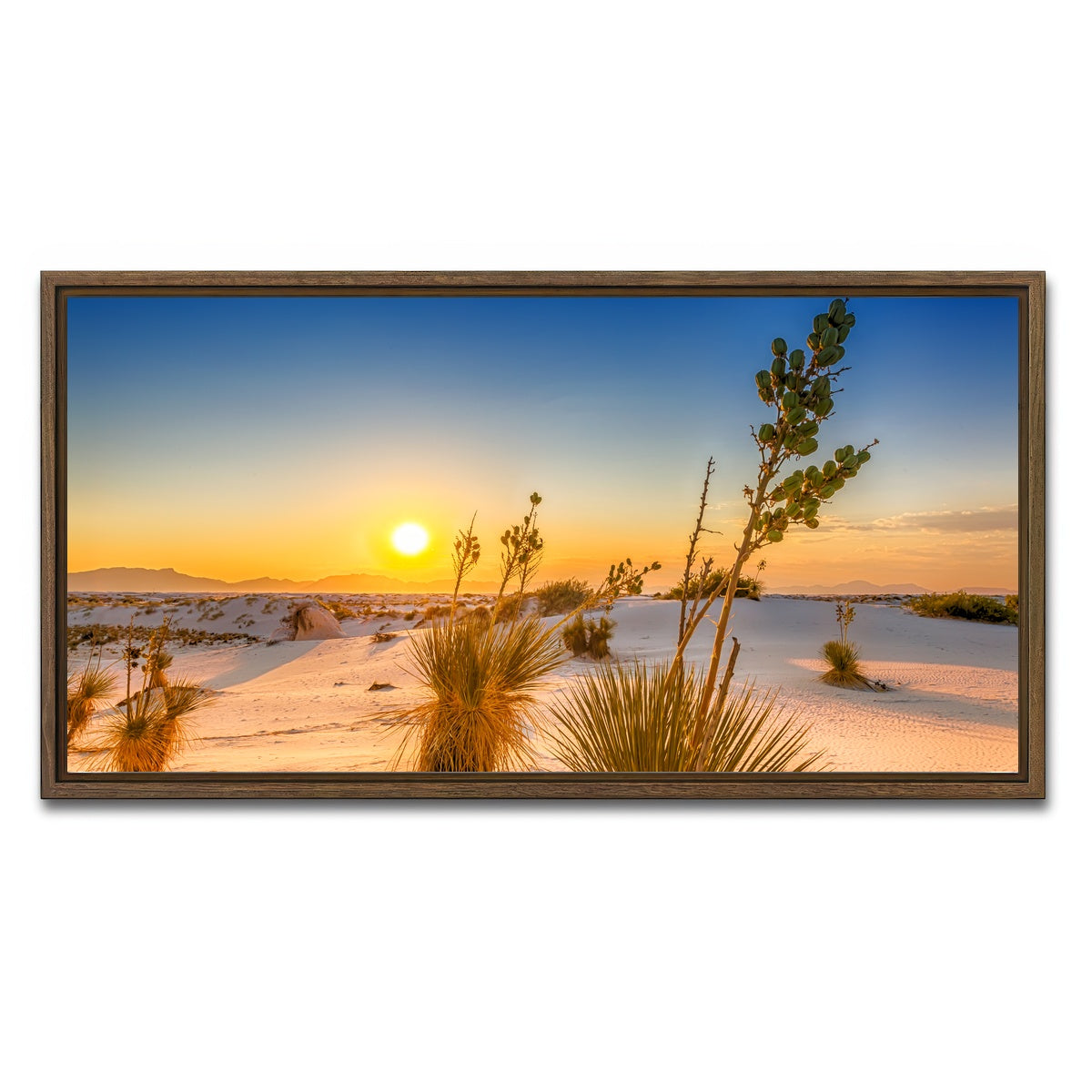 AUTO-MOCKUP WHITE | White Sands Sunset | 1 Piece | Walnut Framed Canvas | group=2x1