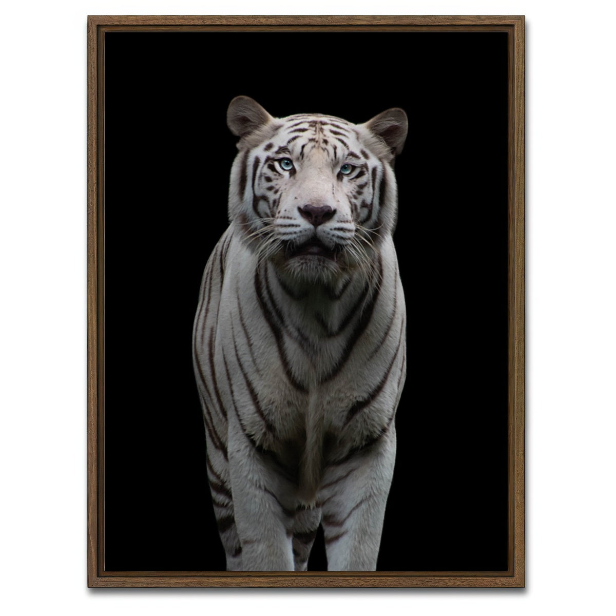 AUTO-MOCKUP WHITE | White Tiger | 1 Piece | Walnut Framed Canvas | group=3x4