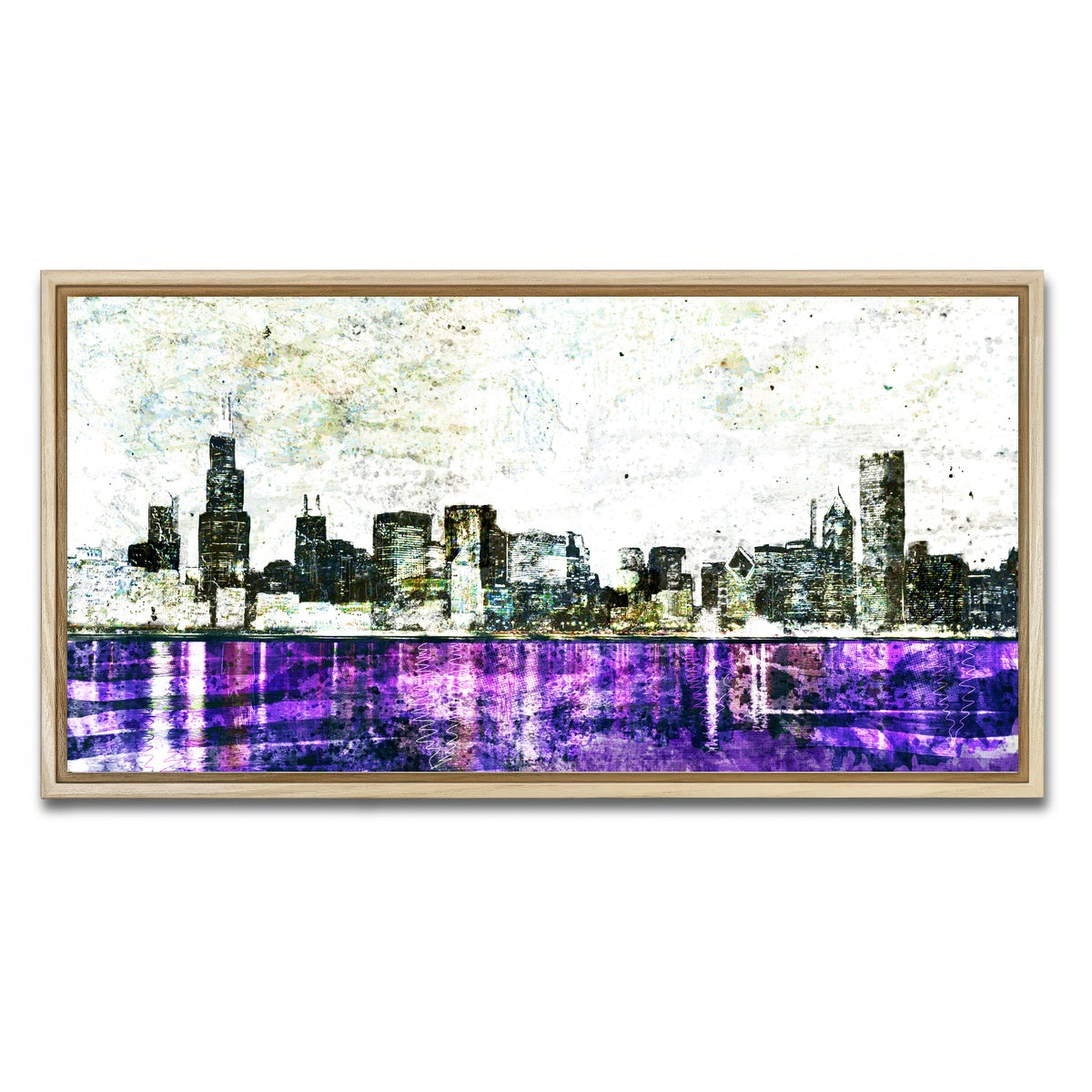AUTO-MOCKUP WHITE | Whiteout chicago skyline | 1 Piece | Natural Framed Canvas | group=2x1