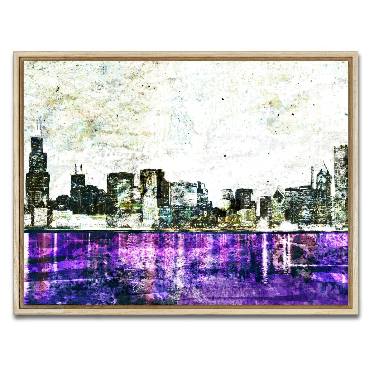 AUTO-MOCKUP WHITE | Whiteout chicago skyline | 1 Piece | Natural Framed Canvas | group=4x3