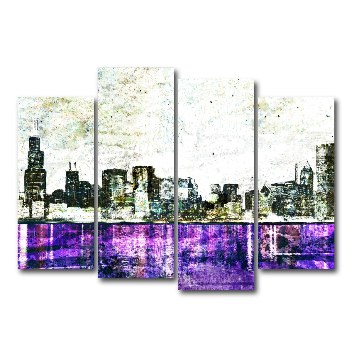 AUTO-MOCKUP WHITE | Whiteout chicago skyline | 4 Piece | Gallery Wrap Canvas | group=4_normal
