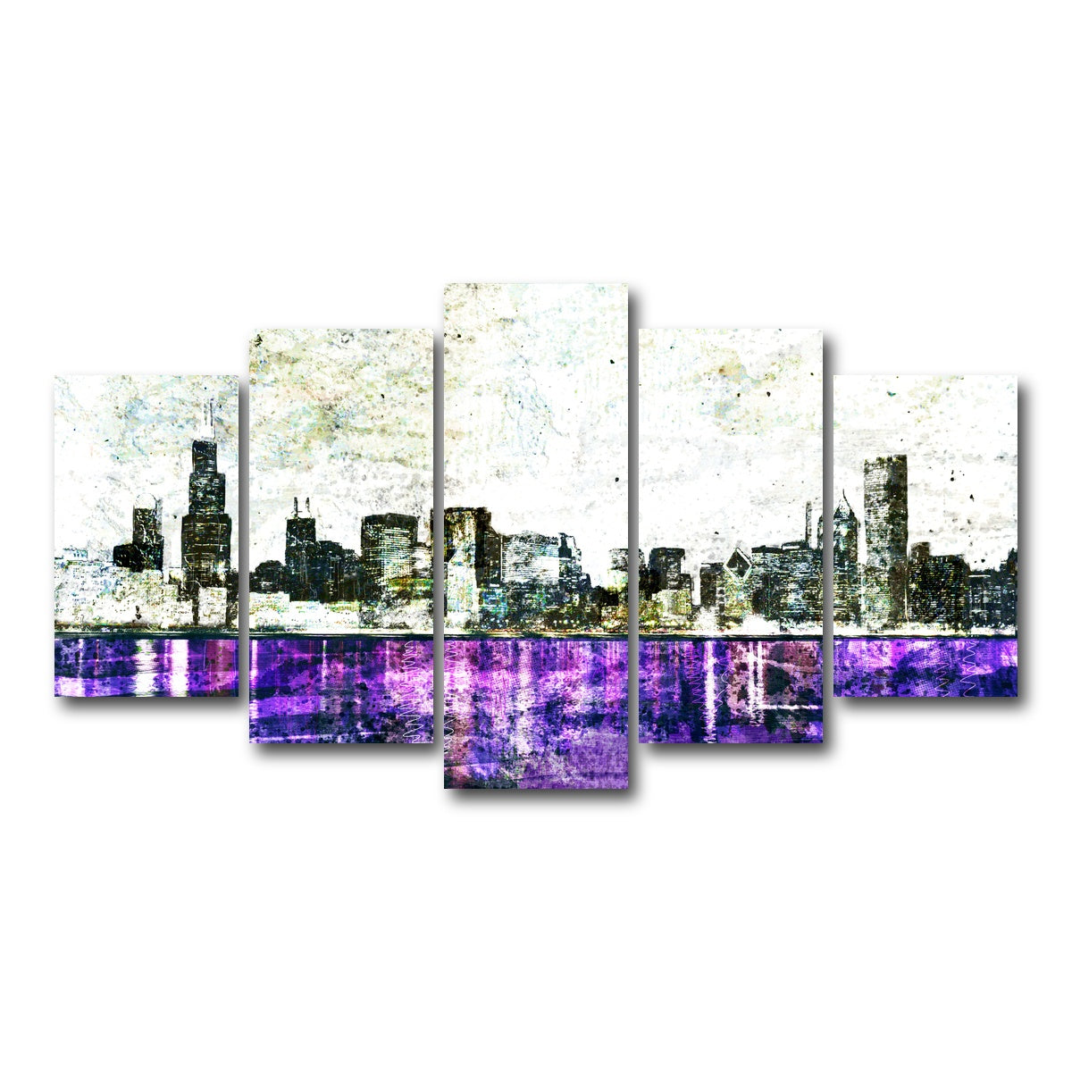 AUTO-MOCKUP WHITE | Whiteout chicago skyline | 5 Piece | Gallery Wrap Canvas | group=5_normal