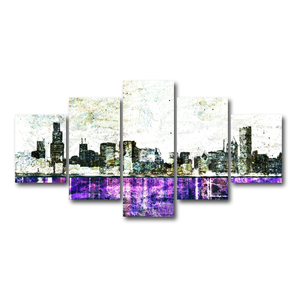 AUTO-MOCKUP WHITE | Whiteout chicago skyline | 5 Piece | Gallery Wrap Canvas | group=5_short