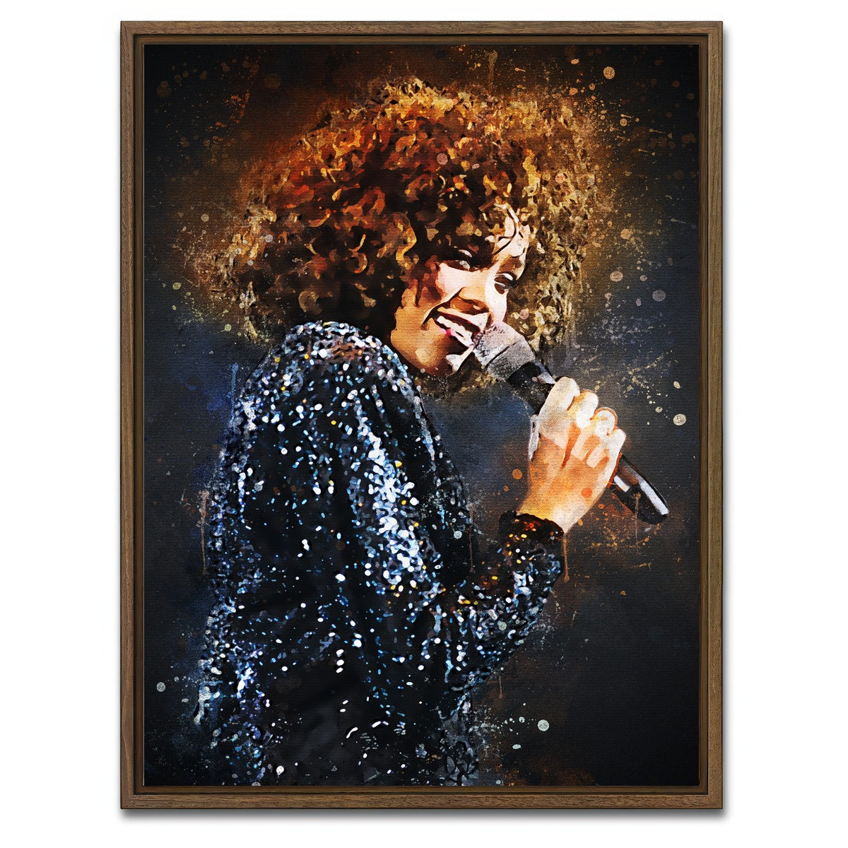 AUTO-MOCKUP WHITE | Whitney Houston Painting | 1 Piece | Walnut Framed Canvas | group=3x4