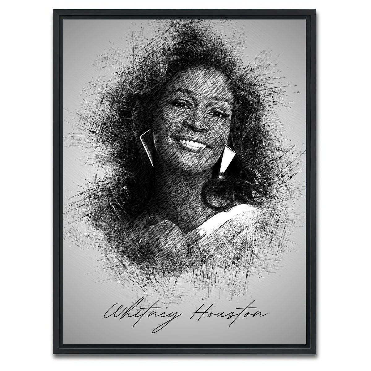 AUTO-MOCKUP WHITE | Whitney Houston | 1 Piece | Black Framed Canvas | group=3x4