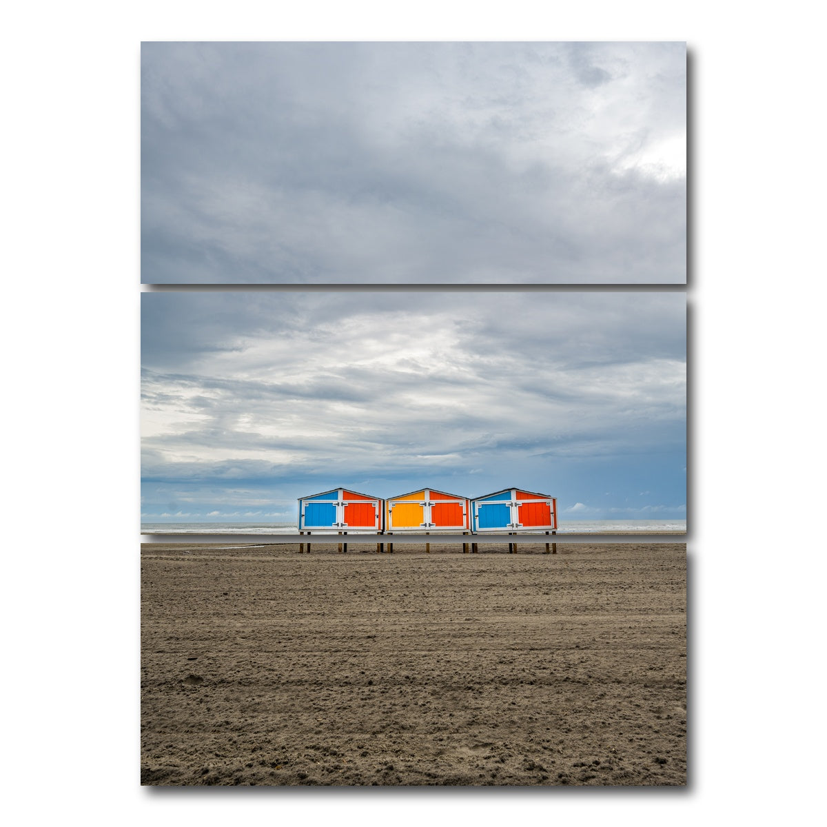 AUTO-MOCKUP WHITE | Wild Beach Huts | 3 Piece | Gallery Wrap Canvas | group=8x18_stacked