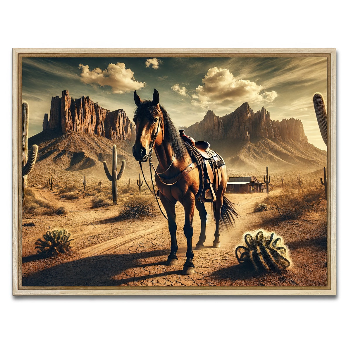 AUTO-MOCKUP WHITE | Wild West Quarter Horse | 1 Piece | Natural Framed Canvas | group=4x3