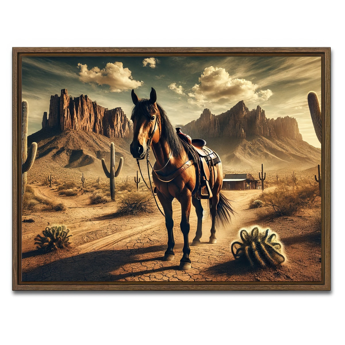 AUTO-MOCKUP WHITE | Wild West Quarter Horse | 1 Piece | Walnut Framed Canvas | group=4x3