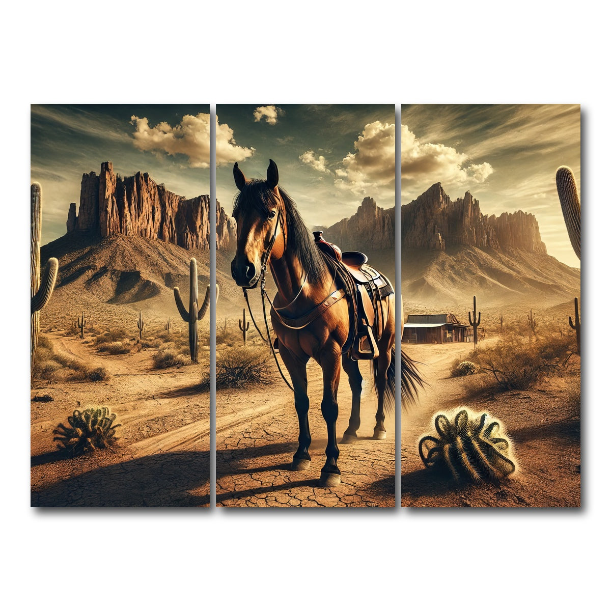 AUTO-MOCKUP WHITE | Wild West Quarter Horse | 3 Piece | Gallery Wrap Canvas | group=8x18