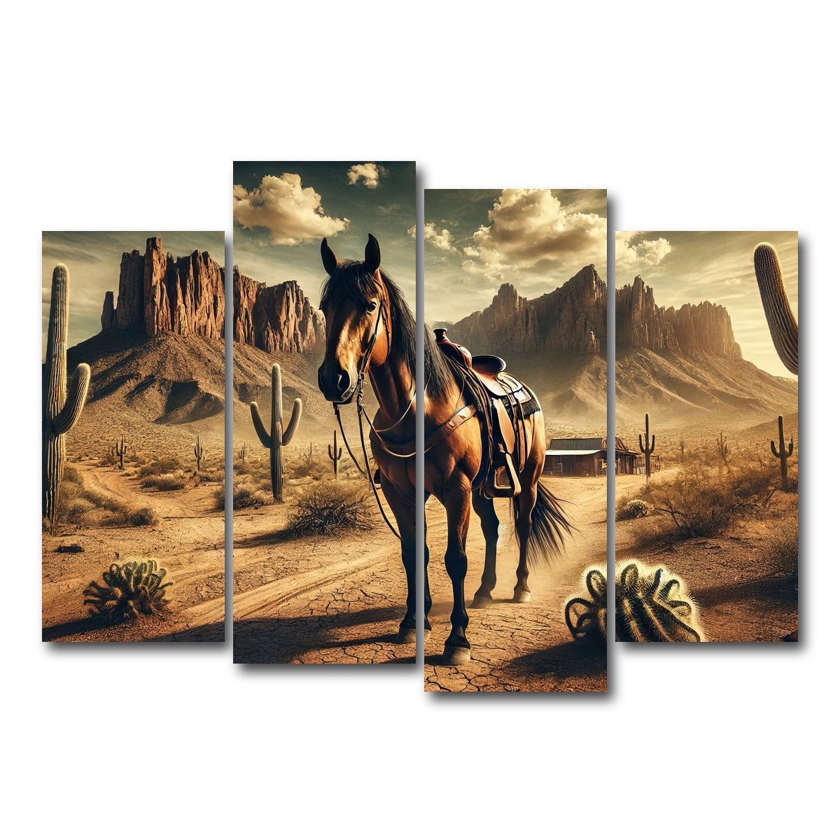 AUTO-MOCKUP WHITE | Wild West Quarter Horse | 4 Piece | Gallery Wrap Canvas | group=4_normal