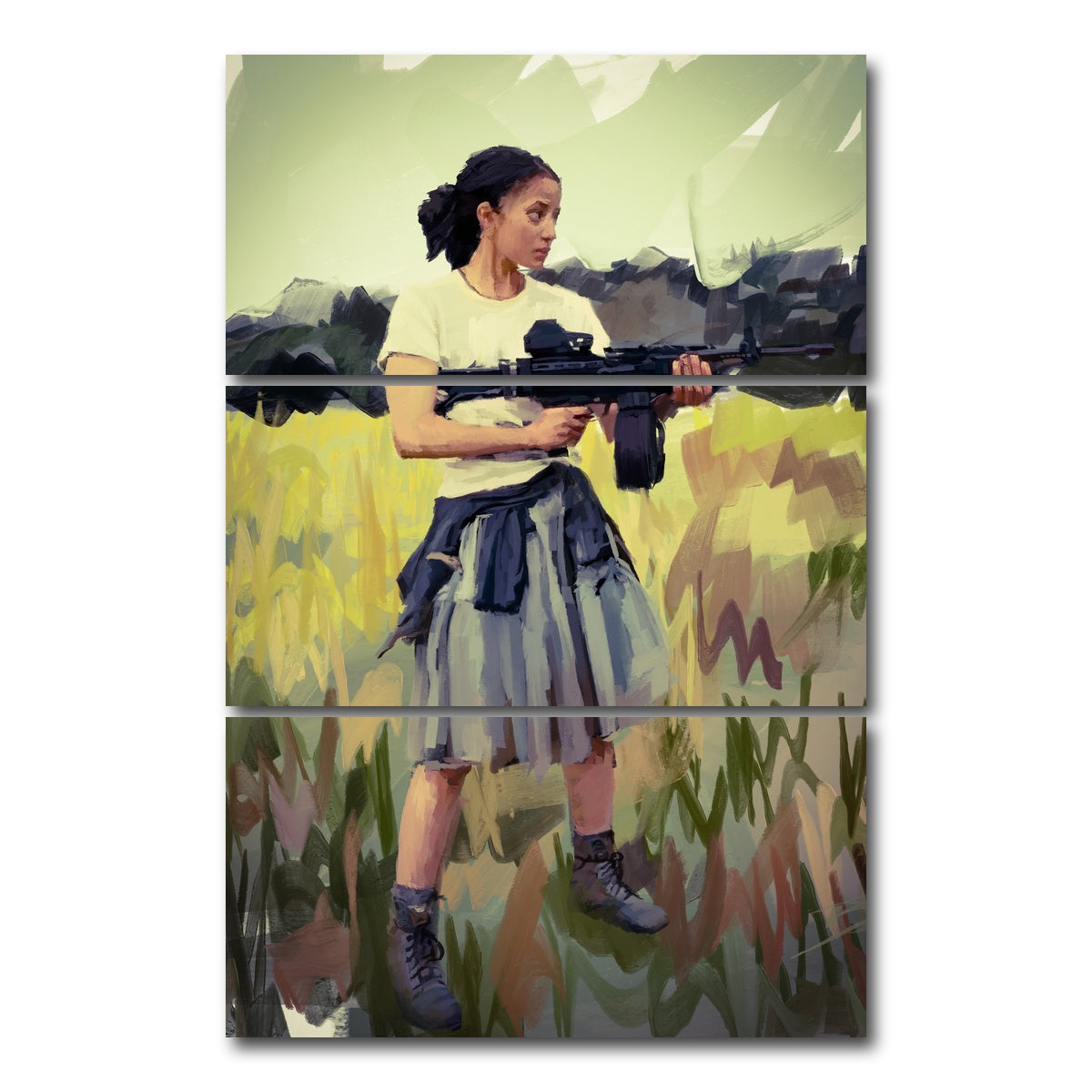 AUTO-MOCKUP WHITE | Willa - One Battle After Another | 3 Piece | Gallery Wrap Canvas | group=12x24_stacked