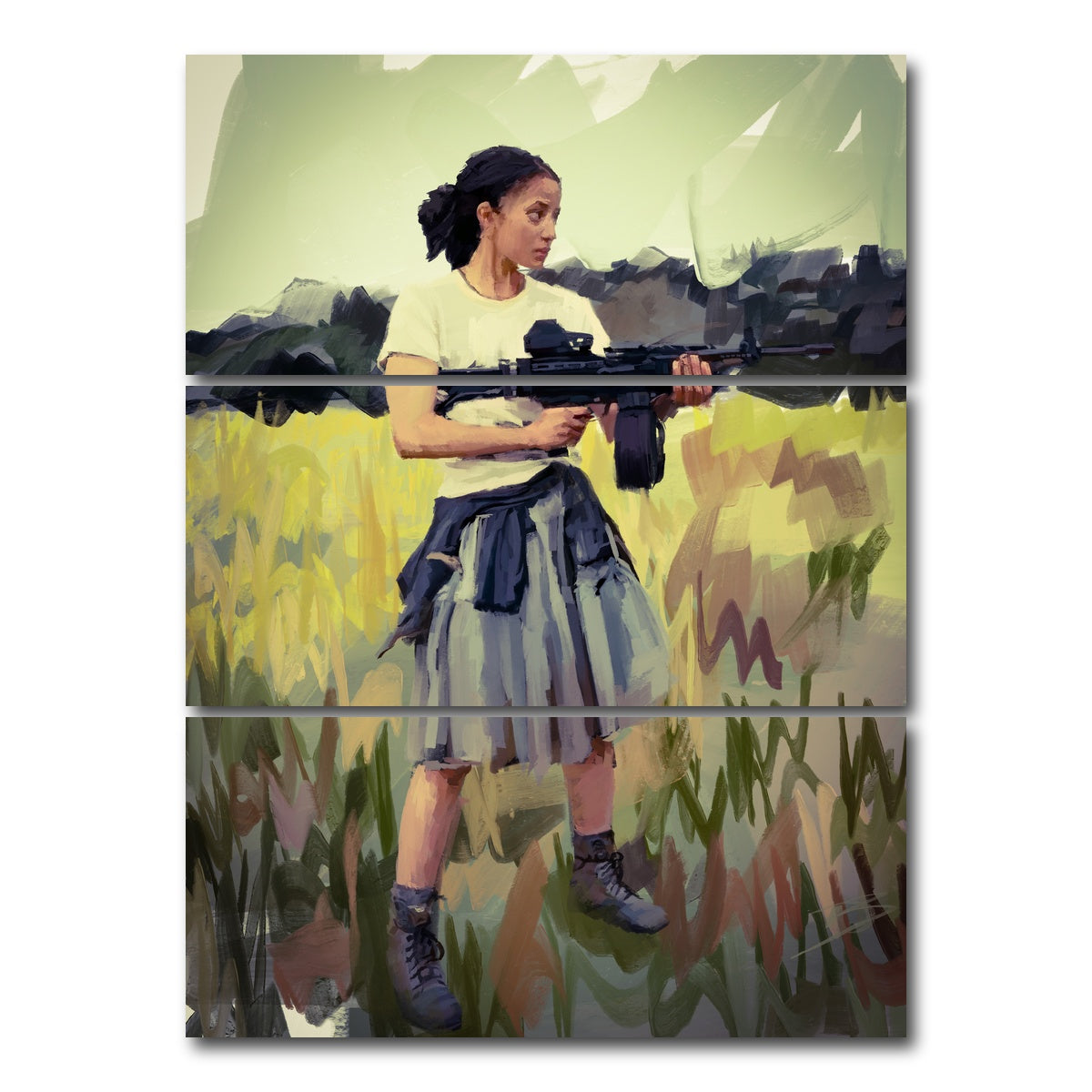AUTO-MOCKUP WHITE | Willa - One Battle After Another | 3 Piece | Gallery Wrap Canvas | group=8x18_stacked