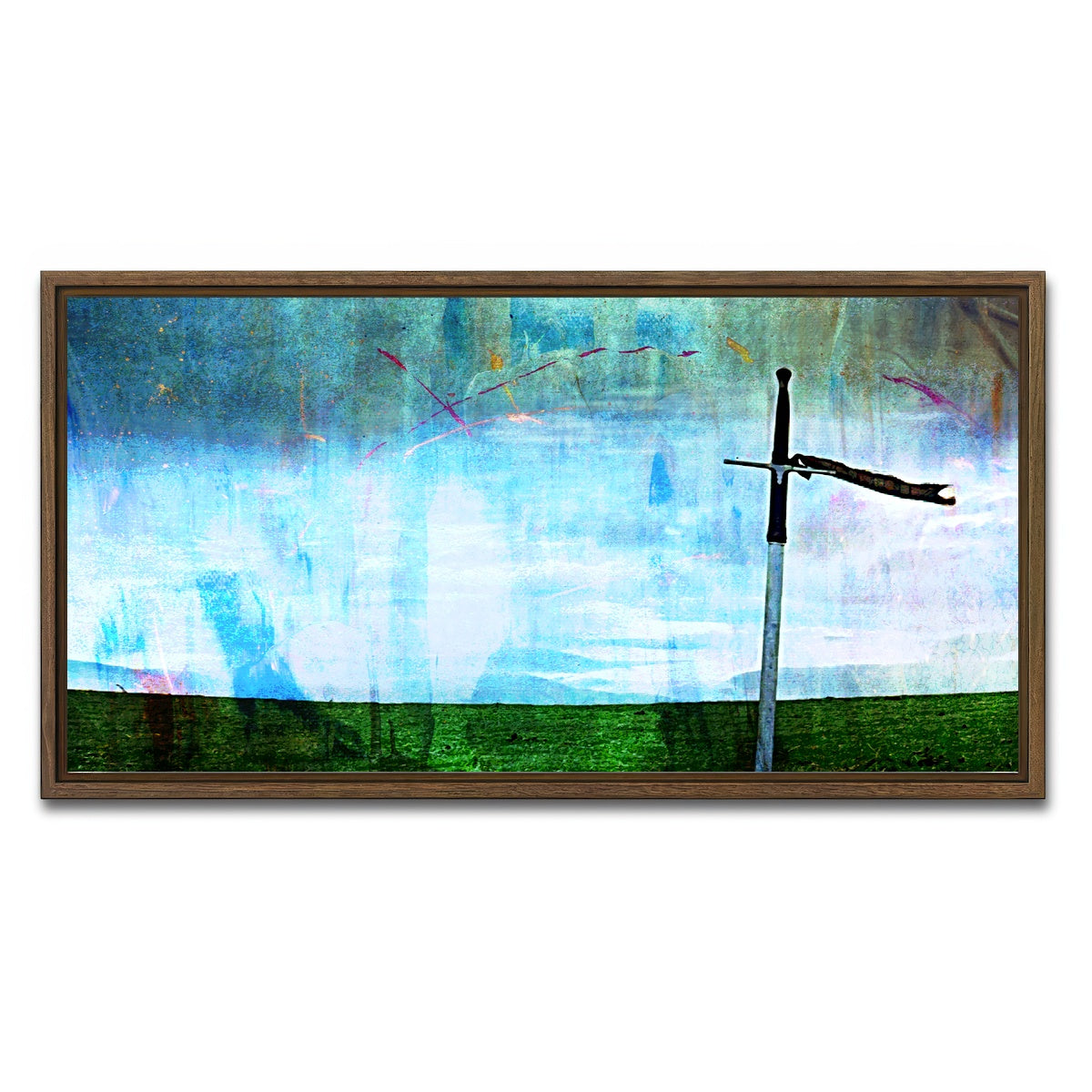 AUTO-MOCKUP WHITE | William Wallace's Sword | 1 Piece | Walnut Framed Canvas | group=2x1