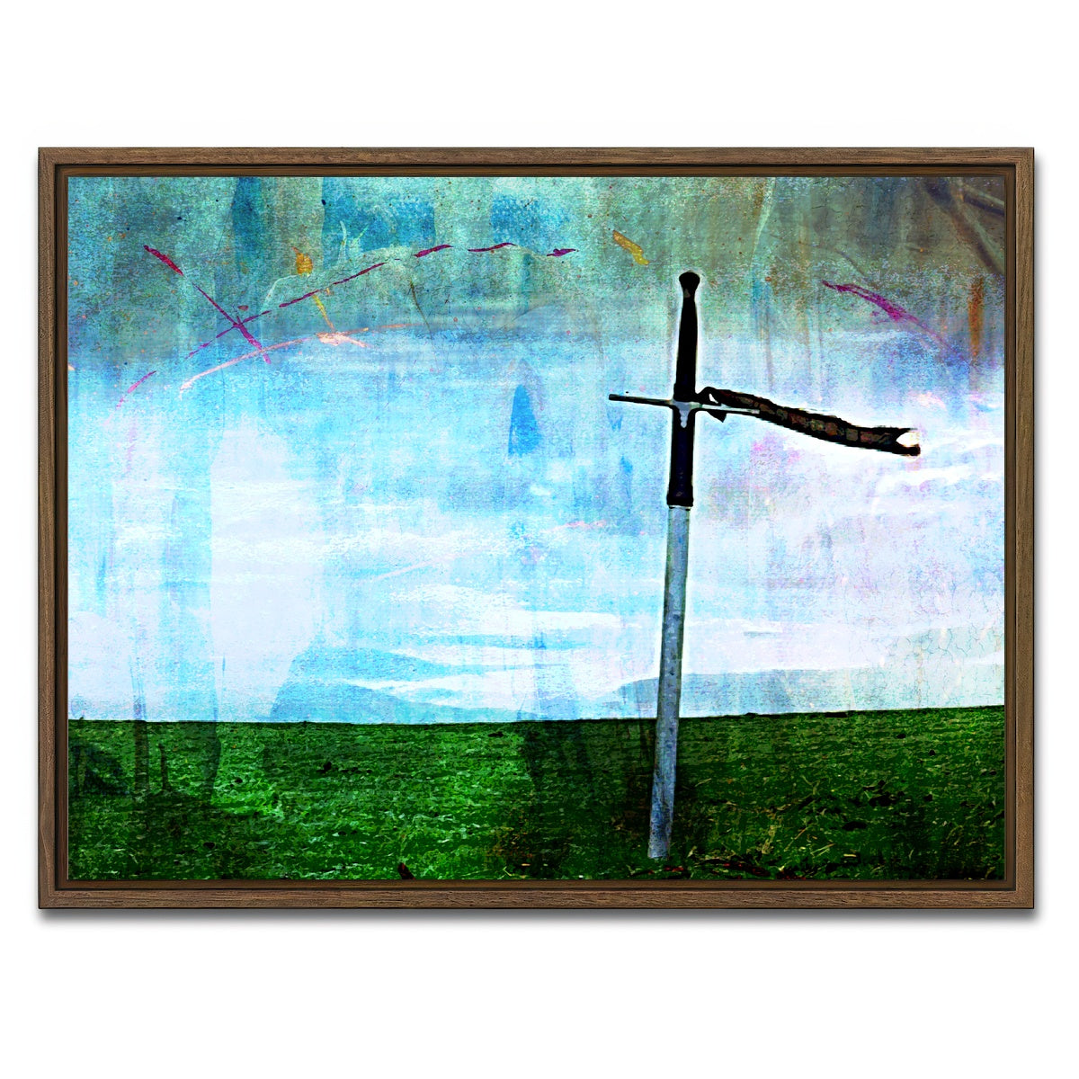 AUTO-MOCKUP WHITE | William Wallace's Sword | 1 Piece | Walnut Framed Canvas | group=4x3